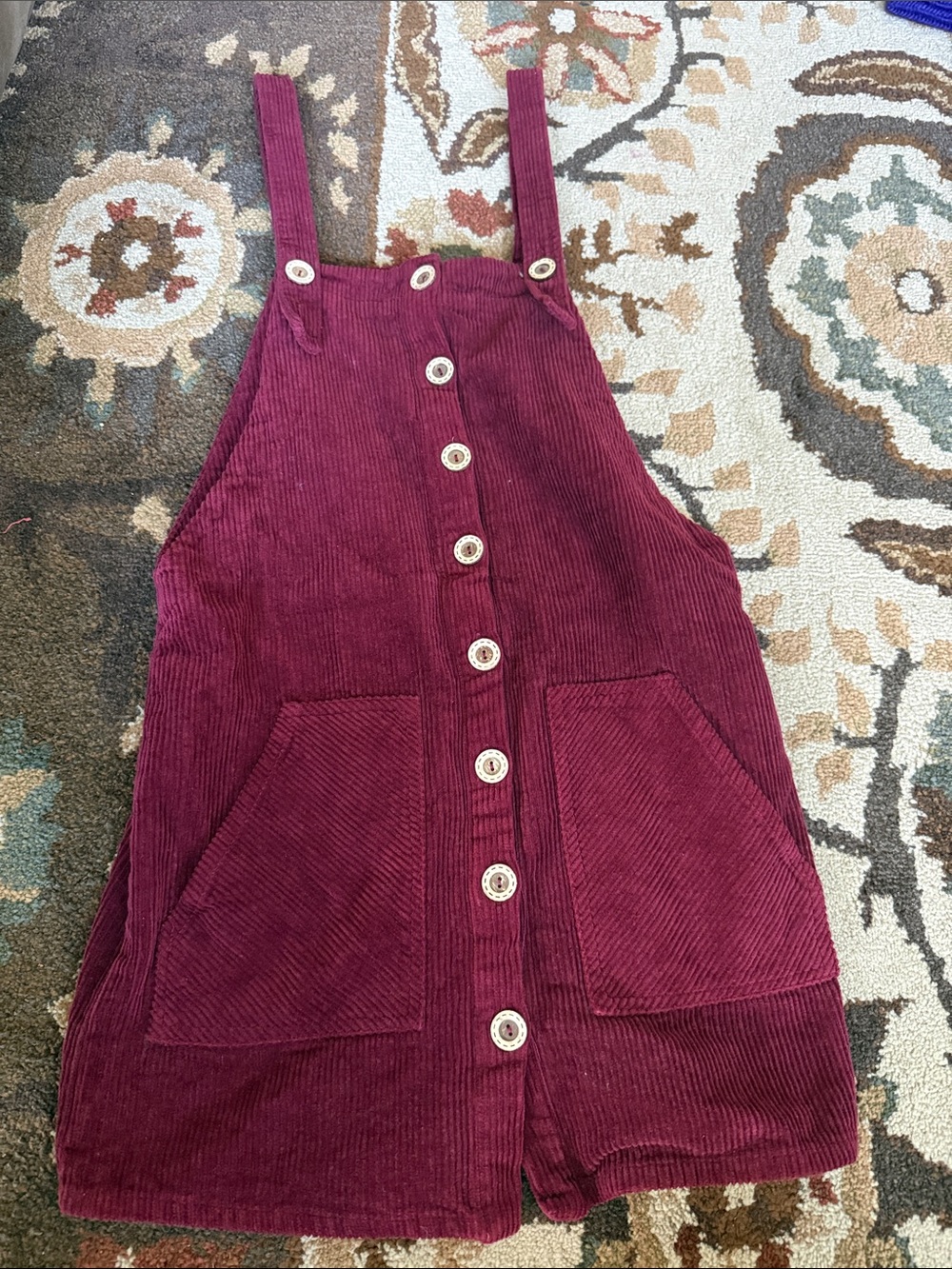 Forever 21 Burgundy Corduroy Button-Front Pinafore Dress